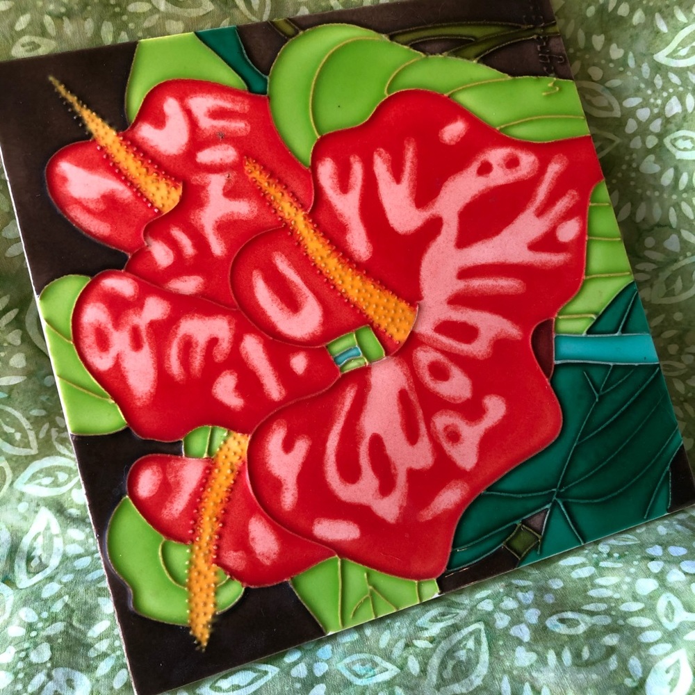 Bright Anthurium Flower Ceramic Tile